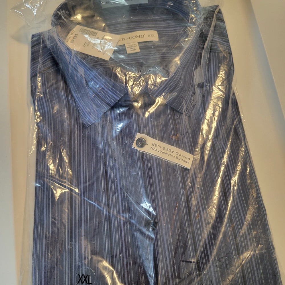 NWT Pronto Uomo Navy Striped Dress Shirt